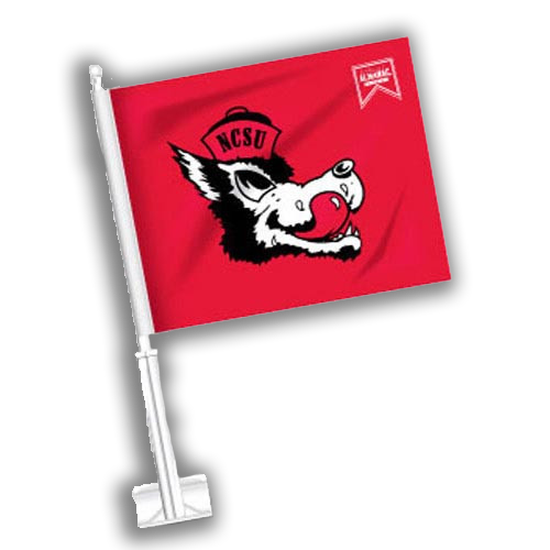 NC State Wolfpack Red Slobbering Wolf Car Flag