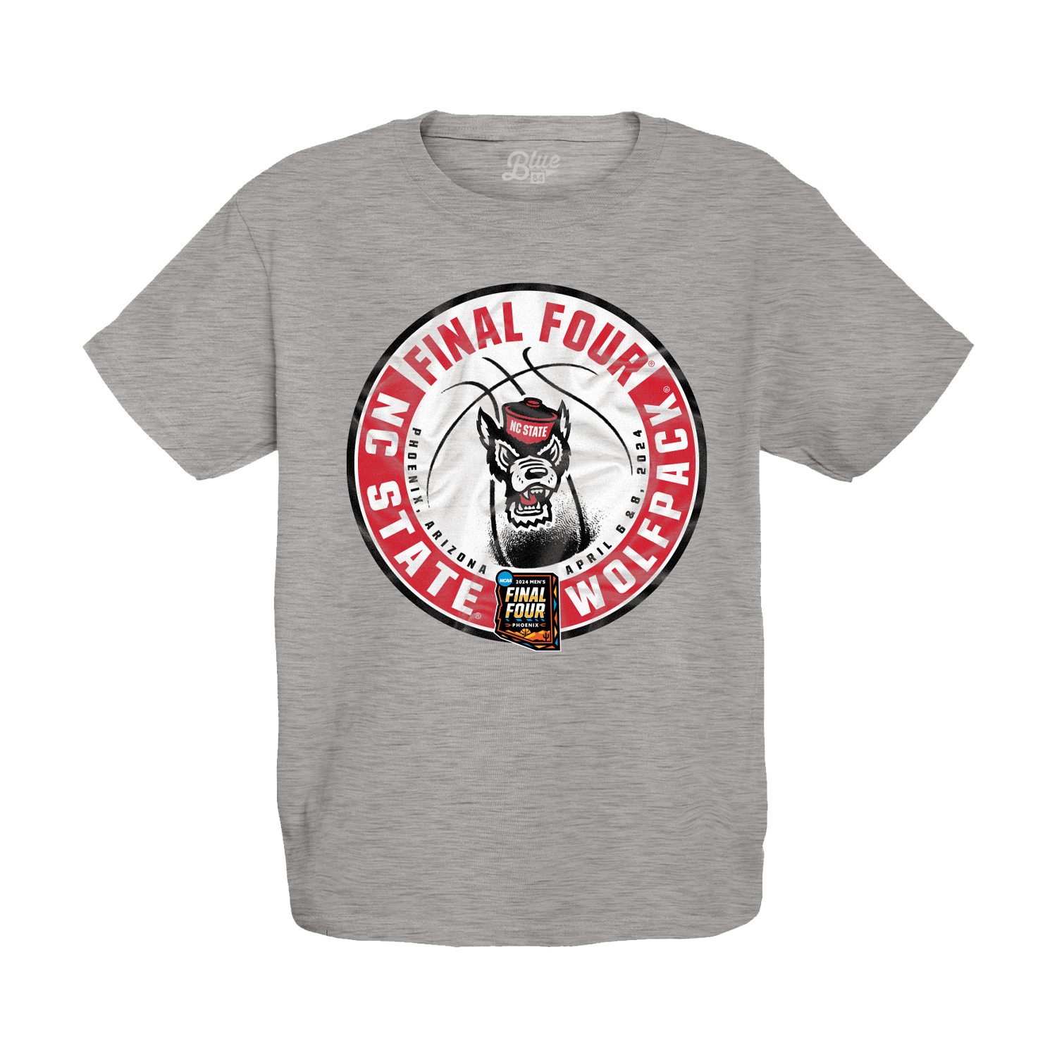 NC State Wolfpack 2024 Men's Basketball Final Four Sports Grey Youth T-Shirt