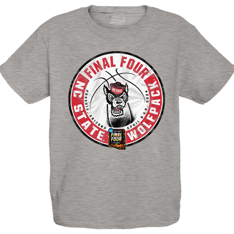 NC State Wolfpack 2024 Men's Basketball Final Four Sports Grey Youth T-Shirt