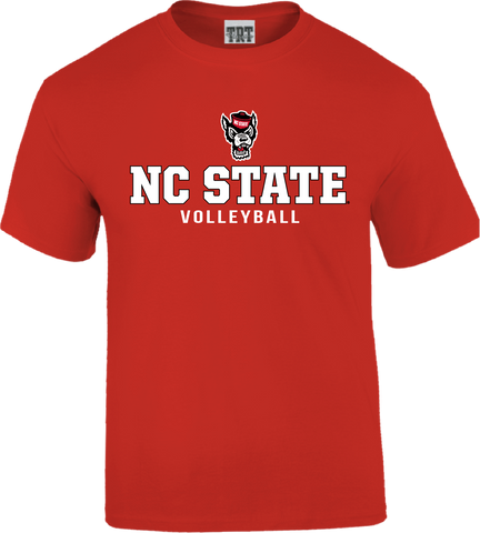 NC State Wolfpack Youth Red Wolfhead Volleyball T-Shirt