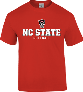 NC State Wolfpack Youth Red Wolfhead Softball T-Shirt