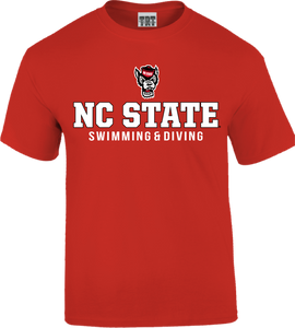 NC State Wolfpack Youth Red Wolfhead Swimming & Diving T-Shirt