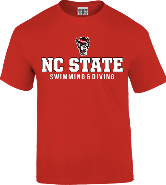 NC State Wolfpack Youth Red Wolfhead Swimming & Diving T-Shirt