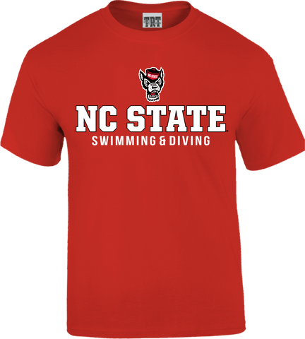 NC State Wolfpack Youth Red Wolfhead Swimming & Diving T-Shirt