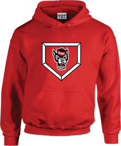 NC State Wolfpack Red Wolfhead Baseball Homeplate Hooded Sweatshirt