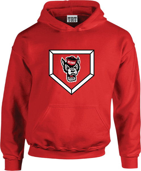 NC State Wolfpack Red Wolfhead Baseball Homeplate Hooded Sweatshirt