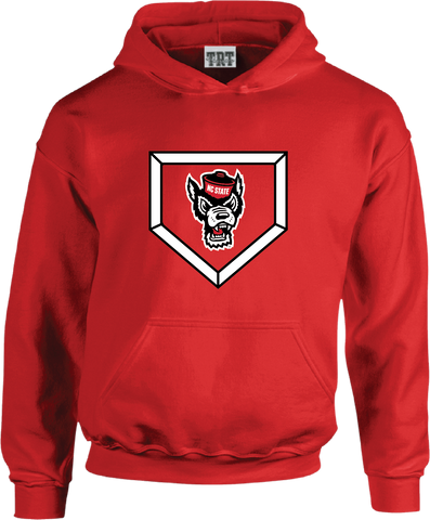 NC State Wolfpack Red Wolfhead Baseball Homeplate Hooded Sweatshirt