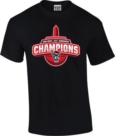 NC State Wolfpack TRT ACC Basketball 2024 Champions Black T-Shirt