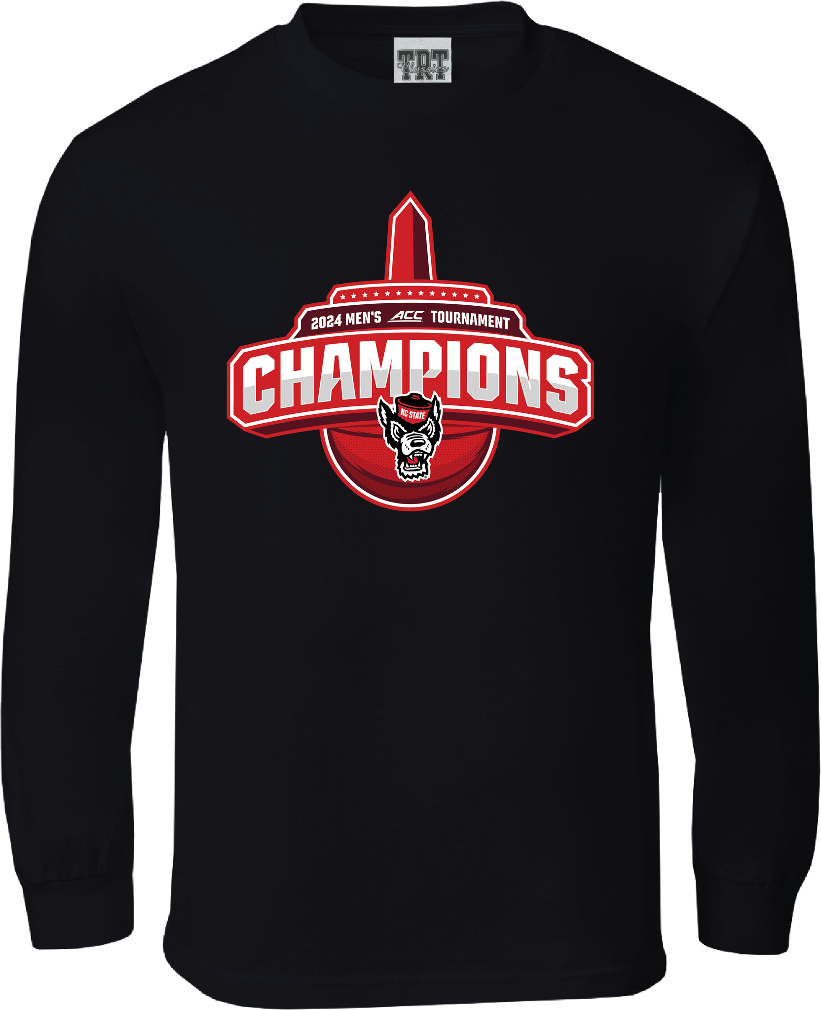 NC State Wolfpack TRT ACC Basketball 2024 Champions Black Long Sleeve T-Shirt
