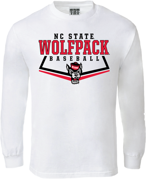 NC State Wolfpack Youth White Wolfhead Homeplate Long Sleeve T-Shirt