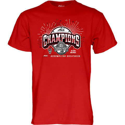 NC State Wolfpack Blue84 ACC Basketball 2024 Champions Red T-Shirt