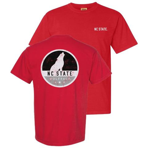 NC State Wolfpack Red Comfort Colors Howling Wolf Circle T-Shirt