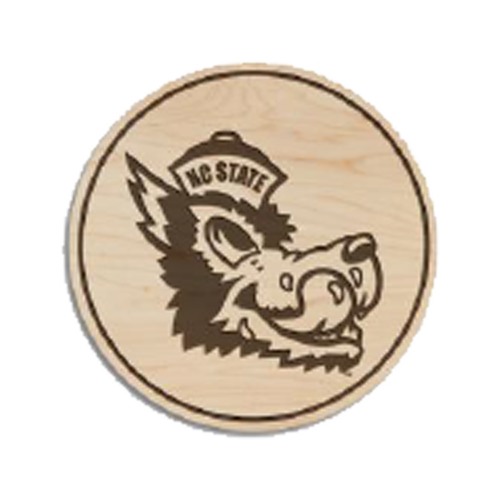 NC State Wolfpack Engraved Vault Slobbering Wolf Wood Set of 4 Wood Coasters with Holder