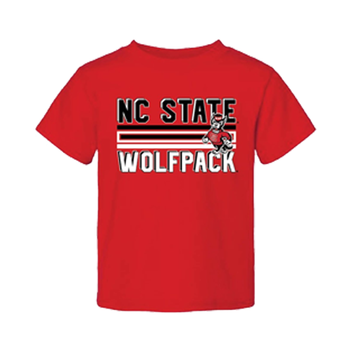NC State Wolfpack Red Strutting Wolf Stripes Toddler Short Sleeve T-Shirt