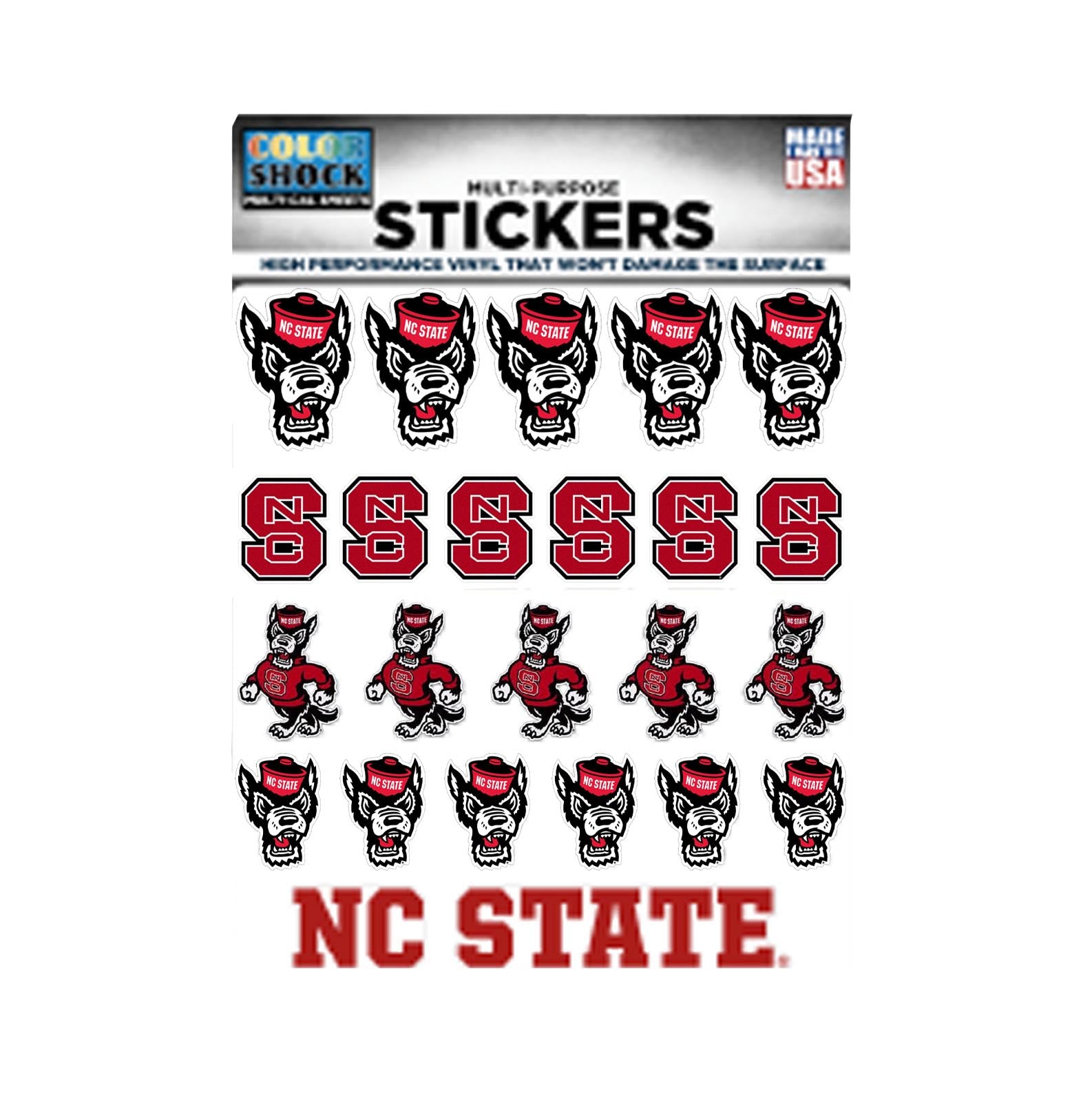 NC State Wolfpack 23 Multi-Logo Sticker Sheet