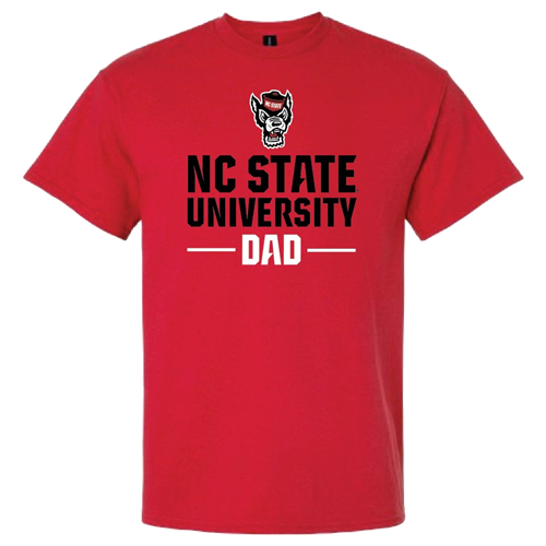NC State Wolfpack Red Wolfhead Stacked Dad T-Shirt