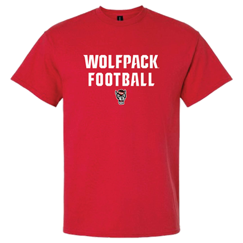 NC State Wolfpack Youth Red Wolfhead Stacked Football T-Shirt