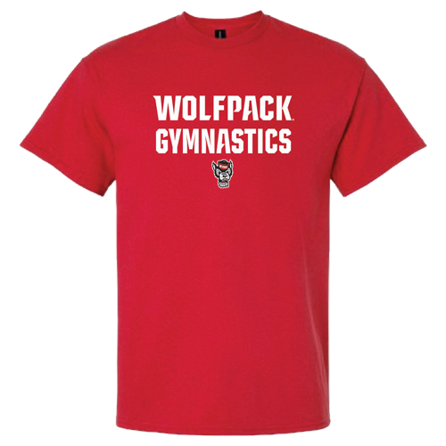 NC State Wolfpack Red Wolfhead Stacked Gymnastics T-Shirt