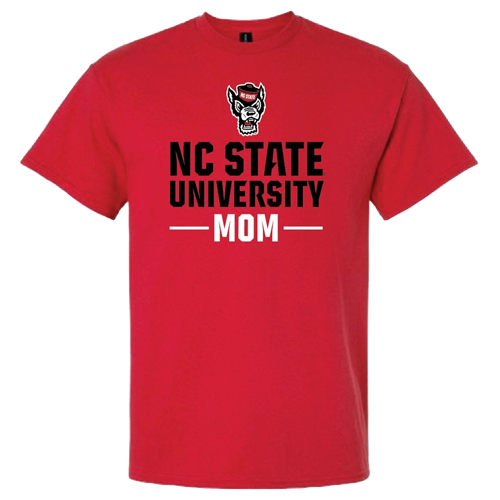 NC State Wolfpack Red Wolfhead Stacked Mom T-Shirt