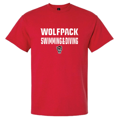 NC State Wolfpack Youth Red Wolfhead Stacked Swimming and Diving T-Shirt