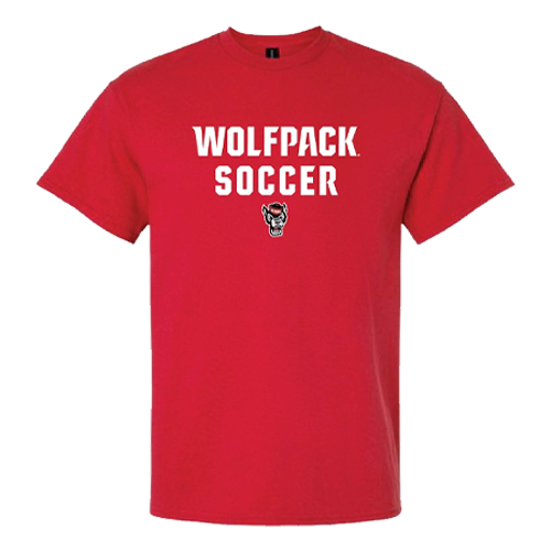 NC State Wolfpack Red Wolfhead Stacked Soccer T-Shirt