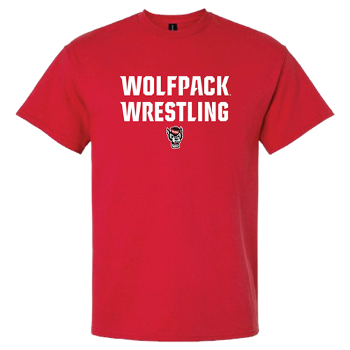 NC State Wolfpack Red Wolfhead Stacked Wrestling T-Shirt