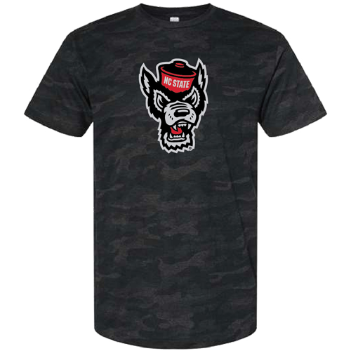 NC State Wolfpack Black Storm Camo Wolfhead T-Shirt