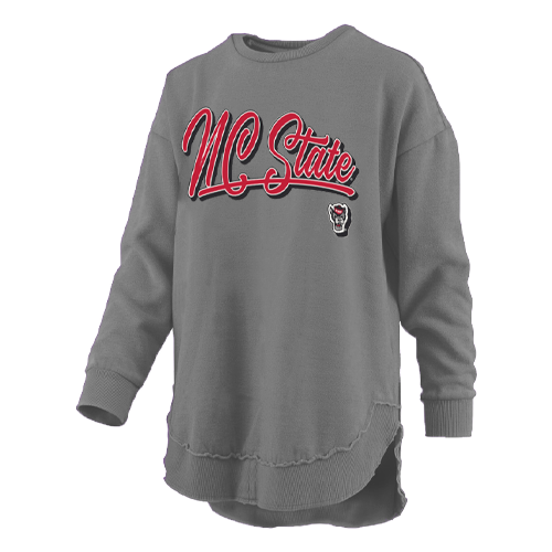 NC State Wolfpack Women's Grey Harlow Rounded Bottom Fleece Crewneck