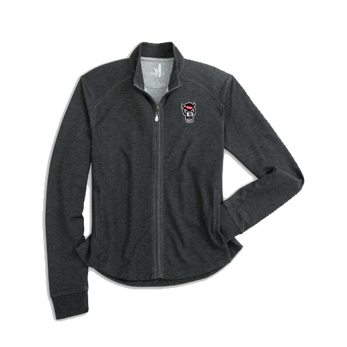 NC State Wolfpack Womens Johnnie-O Heather Black Wolfhead Full Zip Jacket