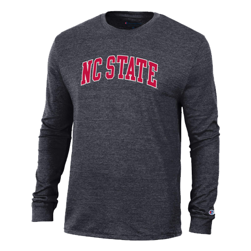 NC State Wolfpack Champion Triumph Heather Black Long Sleeve Arch NC State T-Shirt