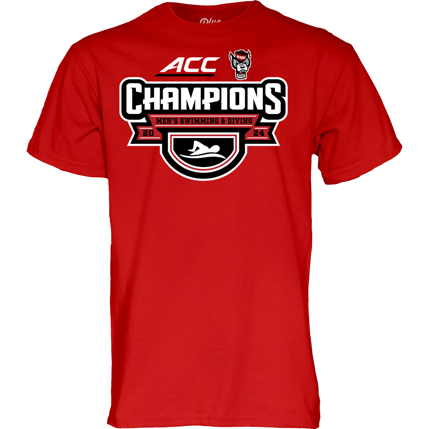 NC State Wolfpack ACC Men's Swimming & Diving 2024 Champions Red T-Shirt