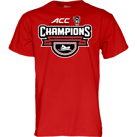 NC State Wolfpack ACC Men's Swimming & Diving 2024 Champions Red T-Shirt