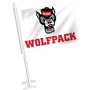 NC State Wolfpack White Wolfhead Car Flag