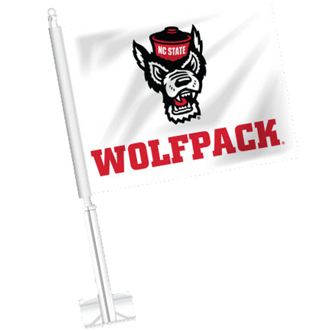 NC State Wolfpack White Wolfhead Car Flag