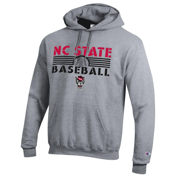 NC State Wolfpack Champion Heather Grey Baseball Hooded Sweatshirt