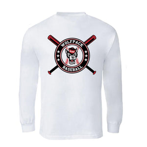 NC State Wolfpack Youth White Wolfhead Baseball Circle Longsleeve T-shirt