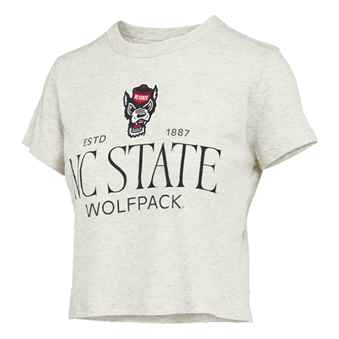 NC State Wolfpack Women's "Danni" Oatmeal Semi-Fitted Waist Length T-Shirt