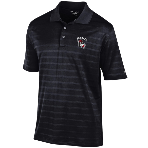 NC State Wolfpack Champion Black Textured Slobbering Wolf Polo