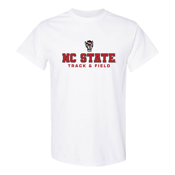 NC State Wolfpack White Wolfhead Track & Field T-Shirt