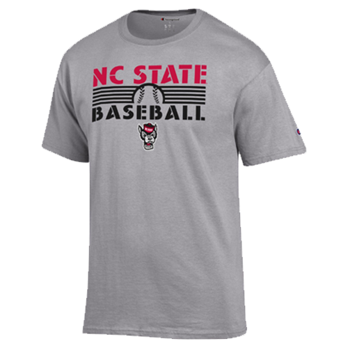 NC State Wolfpack Oxford Grey Wolfhead Baseball T-Shirt