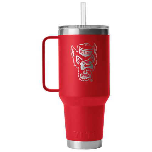 NC State Wolfpack Red Yeti 35oz Handle Mug with Straw