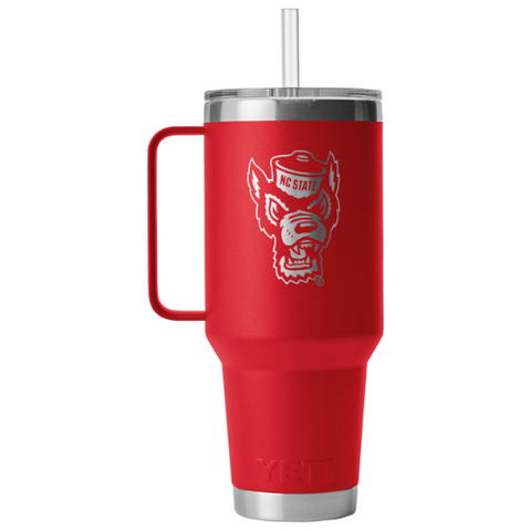 NC State Wolfpack Red Yeti 35oz Handle Mug with Straw
