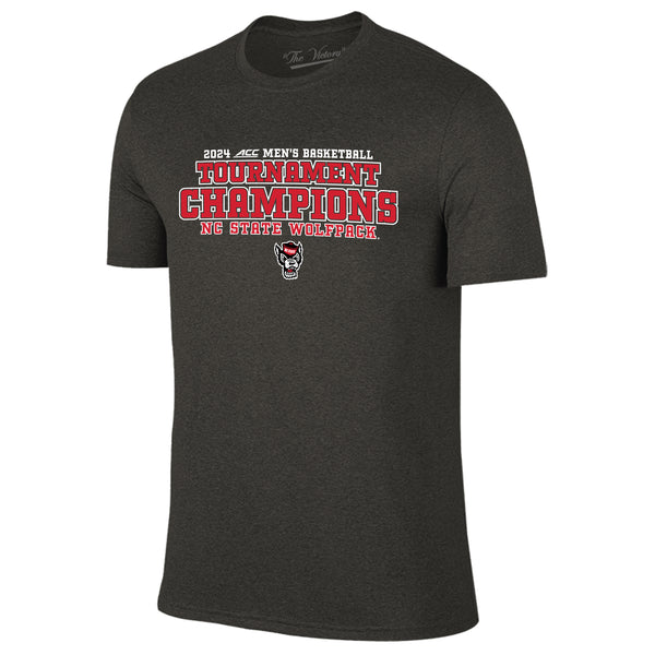 NC State Wolfpack Heathered Black 2024 ACC Men's Basketball Tournament Champions Bracket T-Shirt
