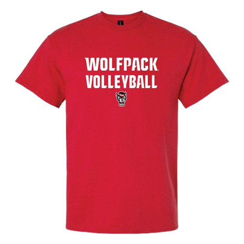 NC State Wolfpack Youth Red Wolfhead Stacked Volleyball T-Shirt