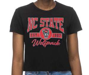 NC State Wolfpack Women's Black Script Crop Top