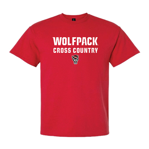 NC State Wolfpack Youth Red Wolfhead Stacked Cross Country T-Shirt
