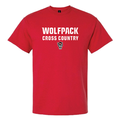 NC State Wolfpack Red Wolfhead Stacked Cross Country T-Shirt
