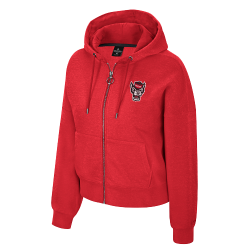 NC State Wolfpack Red Women's Heather Red Full Zip Hooded Sweatshirt
