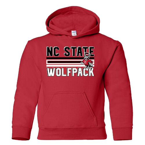 NC State Wolfpack Youth Red Strutting Wolf Stripes Hooded Sweatshirt