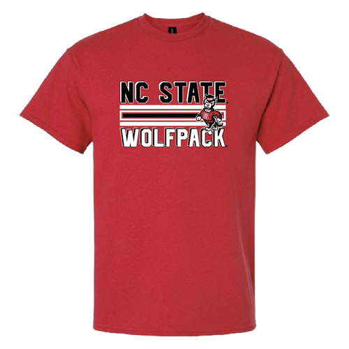 NC State Wolfpack Red Strutting Wolf Stripes T-Shirt